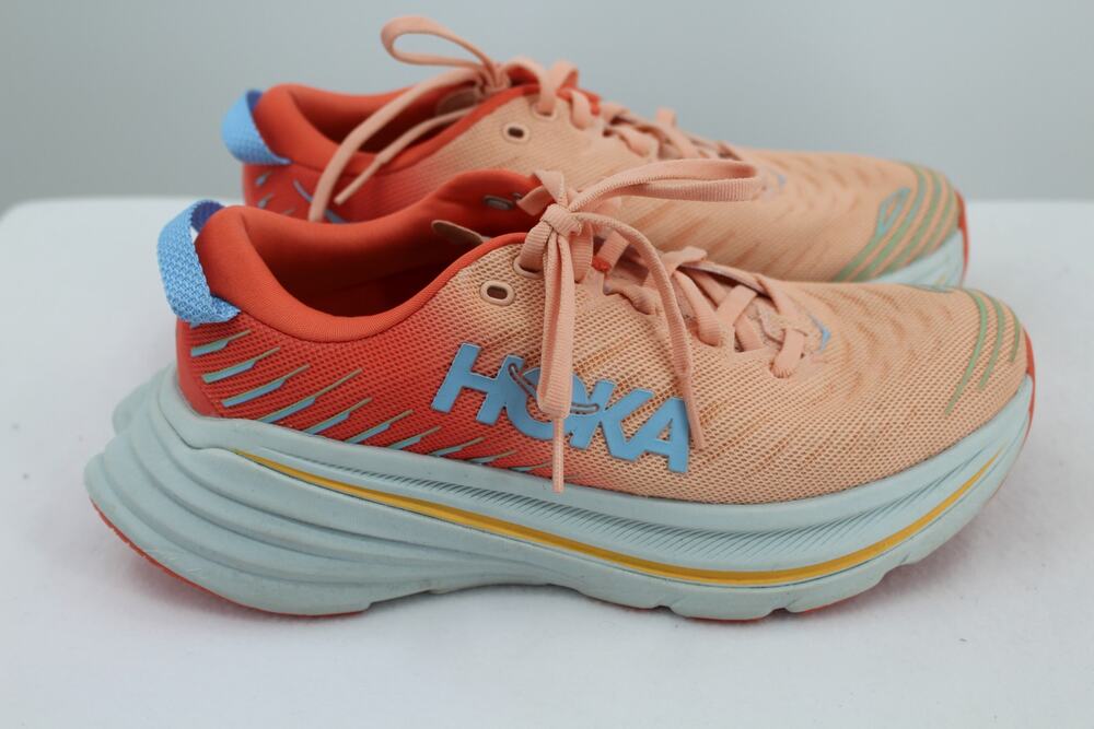 Womens Hoka Bondi X Road Running Shoe Camellia Peach Parfait Size 7.5B